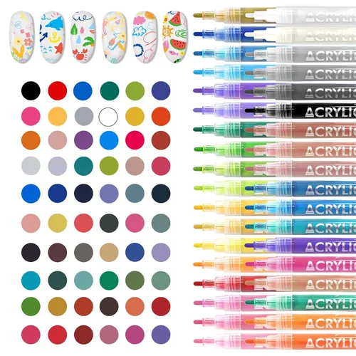 Miniatura 9 de IONSGAKO Juego de bolígrafos de arte de uñas de 12 colores, bolígrafos de esmalte de uñas, bolígrafo de dibujo de arte de uñas, secado rápido