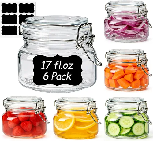 Miniatura 11 de ComSaf Tarros herméticos de vidrio con tapas de 0.6 galones, juego de 3, recipiente de almacenamiento de alimentos cuadrado con sello