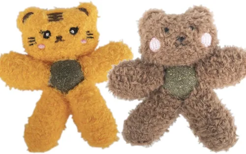 Miniatura 18 de Juguetes de felpa con hierba gatera para gatos de interior, juguetes interactivos para masticar para dentición y cuidado dental, juguete de nailon