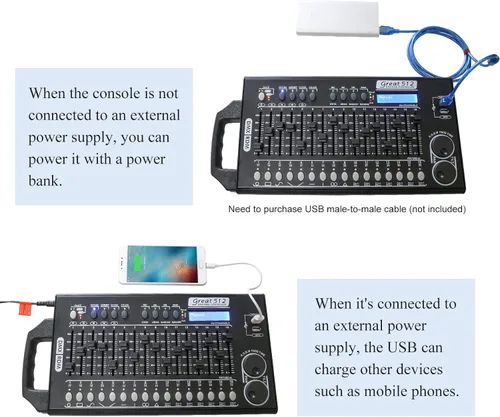 Miniatura 3 de Controlador de luz de escenario DMX 512 - Controlador de luces DMX de 512 canales con programa integrado y función de interruptor DIP RDM