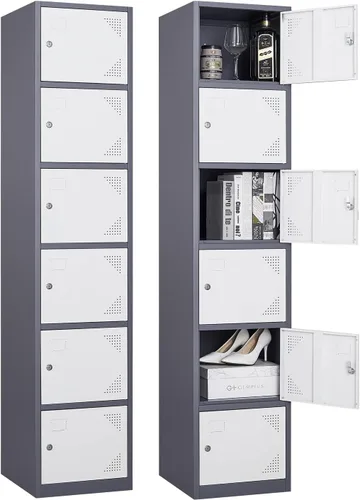 Miniatura 14 de Armario de almacenamiento de metal, casilleros con cerradura de 72 pulgadas para empleados, hogar, oficina, escuela, requiere montaje