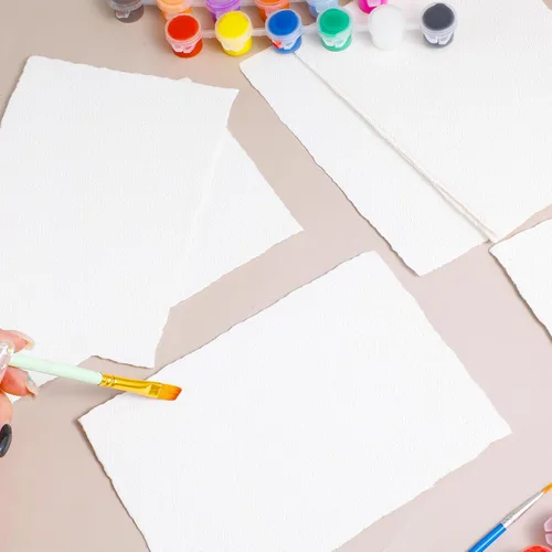 Miniatura 6 de 25 hojas de papel texturizado, papel de acuarela de 5 x 7 pulgadas, 240 GSM con borde deckled, papel blanco hecho a mano para acuarelas, tarjetas