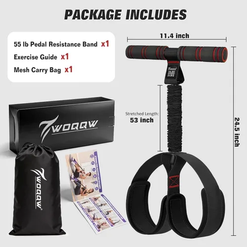 Miniatura 8 de Banda de resistencia mejorada de pedal con asas, bandas de resistencia para pedal de pie para mujeres, entrenamiento de piernas y abdominales