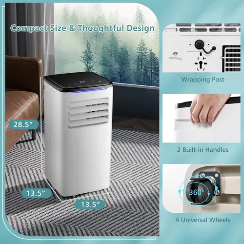 Miniatura 5 de PETSITE Aire acondicionado portátil de 10000 BTU, unidad de refrigeración de CA 3 en 1 con control remoto, deshumidificador, kit de ventana