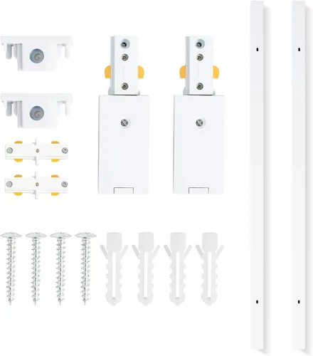 Kit de Rieles de Iluminación de Pista H VANoopee, Rieles de Pista de Tipo H de 2.01 m Blancos con Tapas de Extremo y Conector de Alimentación