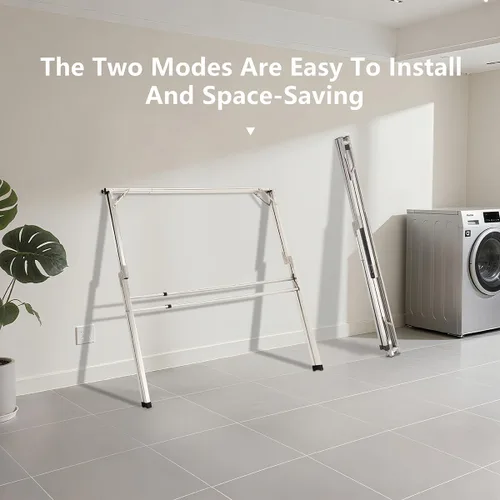 Miniatura 6 de Estante de secado de ropa plegable de 95 pulgadas, estante de secado de ropa de acero inoxidable resistente para interiores y exteriores, perchero