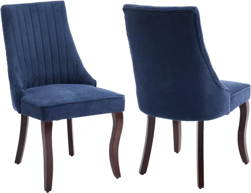 Miniatura 23 de Juego de 2 sillas de comedor, cómodas sillas decorativas tapizadas en tela para cocina y sala de estar, sillas de comedor con acolchado acanalado
