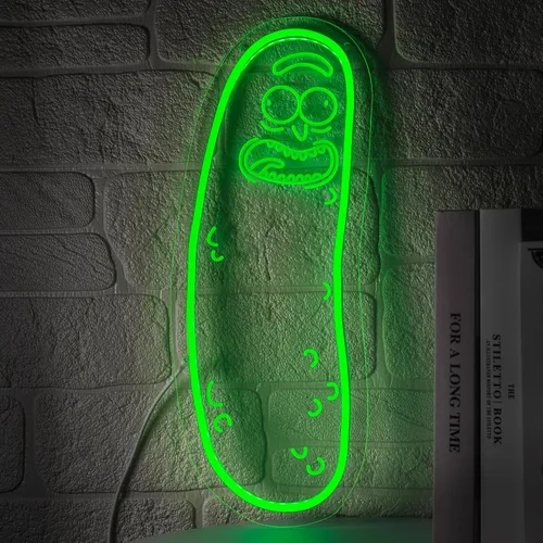 Miniatura 7 de Letrero de neón LED de Pepinillo de Dibujos Animados para Decoración de Pared, Letrero de Luz de Neón de Anime para Decoración de Cueva de Hombre
