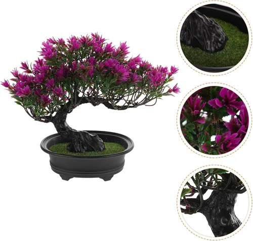 Miniatura 5 de HOMSFOU Plantas falsas en maceta, planta de vegetación falsa, flores artificiales en maceta, árbol artificial de simulación de árbol de bienvenida