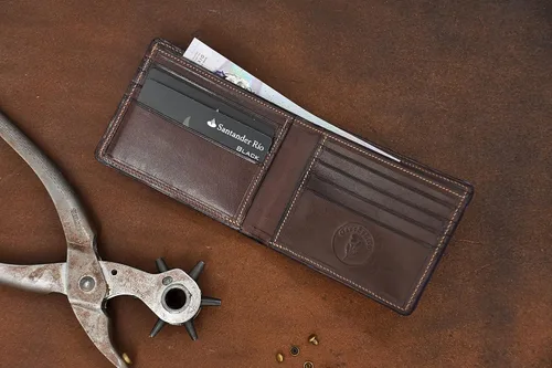 Miniatura 6 de GauchoLife Guarda Pampas Billetera Bi-Fold de Piel Azul-RojoChocolate