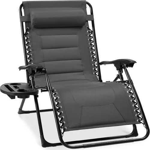 Miniatura 18 de Best Choice Products Silla acolchada de gravedad cero de gran tamaño, reclinable plegable para patio al aire libre, tumbona antigravedad XL