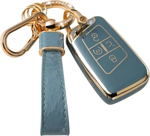 Funda para llavero con llavero Volkswagen para VW Volkswagen, carcasa para llave para Atlas Golf Alltrack Atlas Jetta Passat Arteon Tiguan, azul