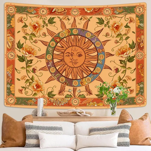 Miniatura 22 de Kanuyee Tapiz Floral de Luna Tapiz de Flores para Dormitorio Tapices Bohemios para Colgar en la Pared Estético para Dormitorio y Sala de Estar Luna