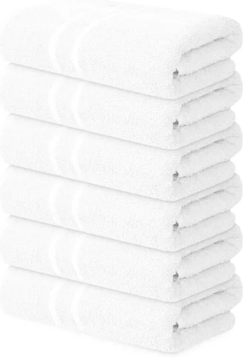 Miniatura 23 de Toallas de baño básicas medianas de 24 x 48 pulgadas, paquete de 6, color beige, suaves y absorbentes, toallas de algodón multiusos para baño, spa