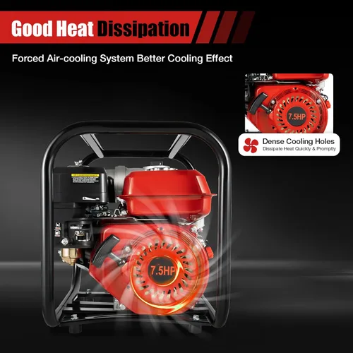 Miniatura 5 de Bomba de agua portátil con motor de gasolina de 7.5 HP 3KW 3600-Rpm de 3 pulgadas, caudal de 60m3/h Bomba de transferencia de agua semi-basura