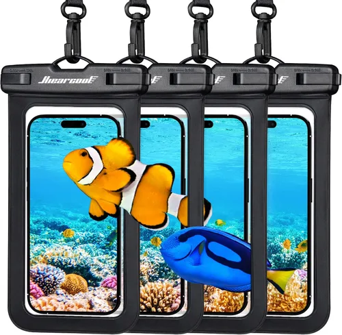 Hiearcool Funda impermeable para iPhone, Bolsa impermeable para teléfono, Artículos esenciales de viaje, Accesorios de crucero, Imperdibles - 4 negro