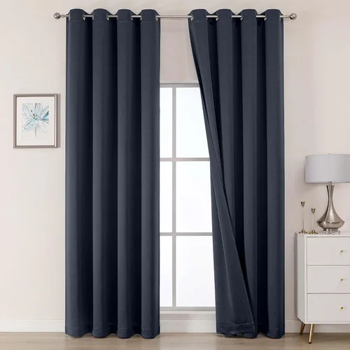 Miniatura 39 de OWENIE Cortinas 100% opacas de 96 pulgadas de largo, 2 paneles para dormitorio, sala de estar, cortinas superiores con aislamiento térmico