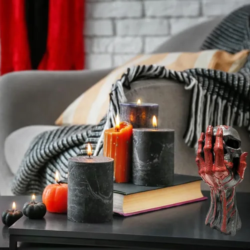 Miniatura 6 de Moldes de vela de calavera de Halloween, moldes de mano de fantasma 3D de calavera de silicona para fundición de resina epoxi, moldes para hacer 1