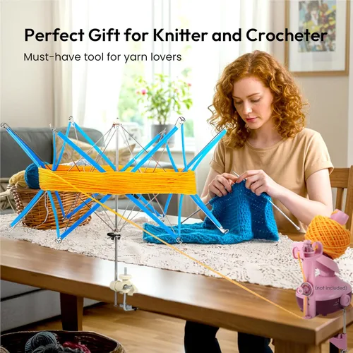 Miniatura 7 de Yarn Swift - Paraguas Swift de hilo para ganchillo, soporte para madejas de diseño flexible y ligero, plegable, altura y diámetro ajustable