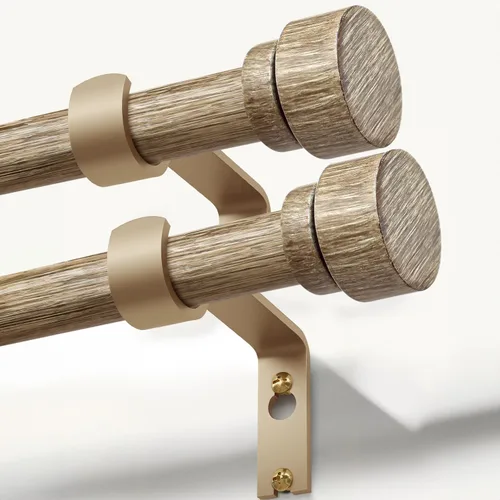 Miniatura 12 de Lootkell Barras de cortina de madera para ventanas de 66 a 120 pulgadas de diámetro, bohemio, decorativo, resistente, largo, ajustable, con diseño