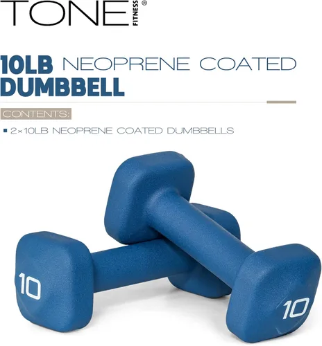 Miniatura 2 de Tone Fitness Pares de Mancuernas de Pesas de Neopreno con Cabeza Cuadrada Antirrodamiento Múltiples Opciones Azul