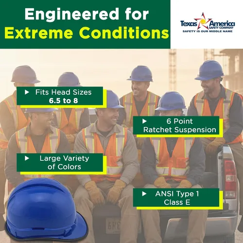 Miniatura 9 de Texas America Safety Company Cap Style Deluxe Ridgeline - Kit de casco duro con suspensión de trinquete de 6 puntos y bordes de seguridad y bolsa
