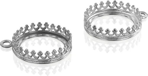 Miniatura 6 de Stera Jewelry Corona redonda de bisel de plata de ley 925 de 0.472-0.709 in con fornituras de bucle