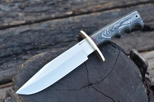 Miniatura 2 de Cuchillo Bowie de 13 pulgadas, hoja fija, mango de madera, cuchillo de caza de acero D2 con funda de cuero para campamento, senderismo, supervivencia