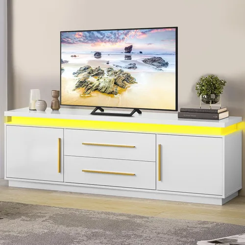 Miniatura 7 de BELLEZE Soporte de TV de 67" para TV de hasta 75", Centro de Entretenimiento Moderno con Luces LED que Cambian al Ritmo de la Música, Mesa Consola