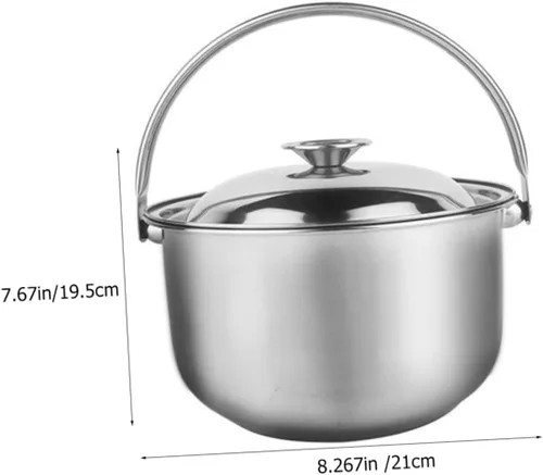 Miniatura 8 de KICHOUSE Olla de cocina de acero inoxidable Olla de acero inoxidable Petit Kitchen Stock con tapa Tazones grandes para mezclar Multifuncional
