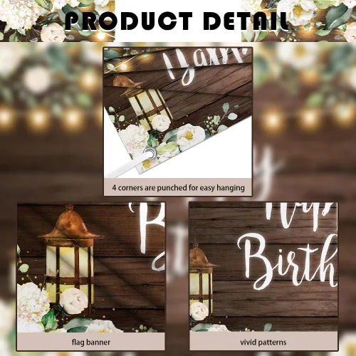 Miniatura 7 de AIBIIN Fondo de madera de 7 x 5 pies, fondo de fotografía de madera rústica, flores blancas, luces cálidas, decoraciones de fiesta de feliz