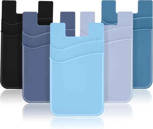 Miniatura 14 de SHANSHUI Billetera para Teléfono, Paquete de 3 Portadores de Tarjetas de Crédito para Billetera de Teléfono Negra Adherible de 2 Ranuras para Casi