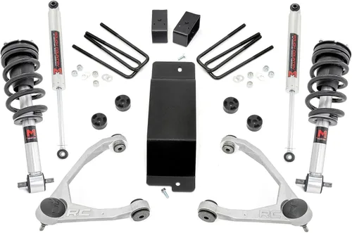 Miniatura 4 de Rough Country Kit de elevación de 3.5" con espaciadores de puntales/amortiguadores traseros N3 para Chevy Silverado y GMC Sierra 1500 (2007-2016)