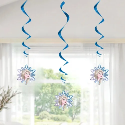 Miniatura 4 de Deslumbrante decoración de remolinos colgantes de Frozen 2 de Disney, 26 pulgadas (paquete de 3), encantador patrón de Elsa y Anna, perfecto