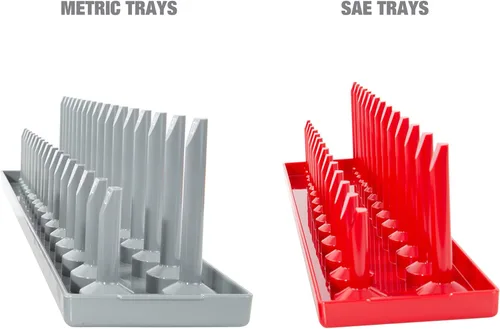 Miniatura 3 de OEMTOOLS 22413 Juego de 6 bandejas de enchufes SAE y métricos, almacenamiento de enchufes SAE y métrico para tamaños de 1/4", 3/8" y 1/2", soportes