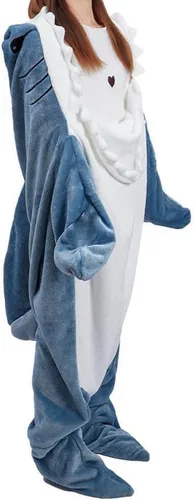 Miniatura 2 de inkArts Manta de Tiburón con Capucha y Mono para Adulto y Niño, Bolsa de Dormir de Tiburón Usable, Mono Cómodo y Suave para Disfraz S: Para 49-53