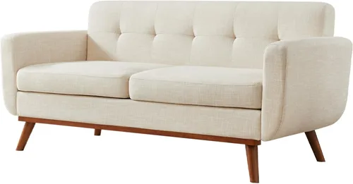 Miniatura 4 de Tbfit Sofá de dos plazas, sofás de estilo de mediados de siglo, sofá pequeño de bouclé para sala de estar, dormitorio, oficina, muebles tapizados
