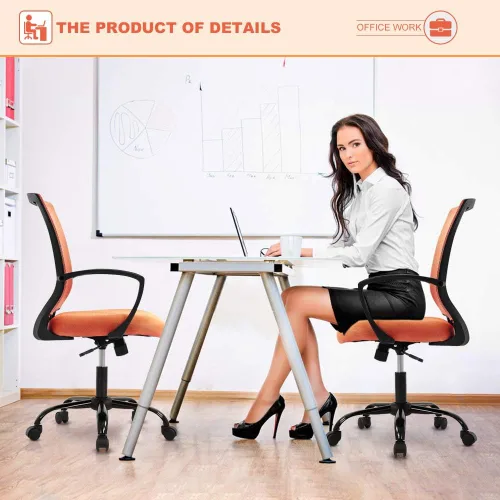 Miniatura 5 de Silla de oficina de malla para el hogar, silla de escritorio ergonómica con soporte lumbar, reposabrazos ejecutivo, ajustable, giratoria, respaldo
