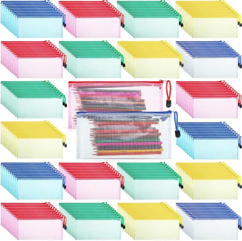 Miniatura 10 de Zhehao 200 bolsas de malla A6 con cremallera a granel, bolsas de malla a granel con cremallera, bolsas pequeñas impermeables para lápices