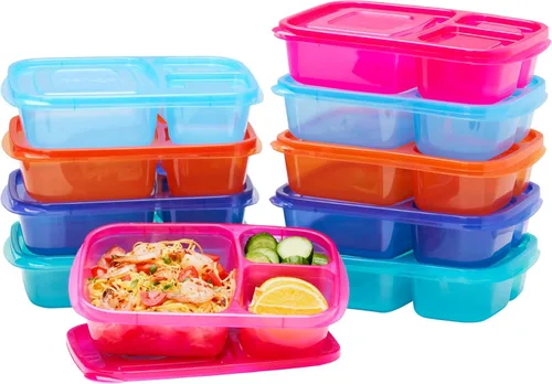 Miniatura 10 de Bentgo Easyboxes - Cajas de almuerzo apilables originales - Recipientes de comida reutilizables de 3 compartimentos para niños y adultos - Caja
