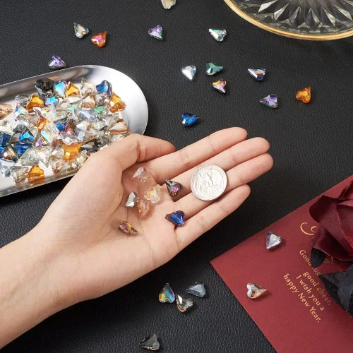 Miniatura 5 de 180 cuentas de cristal galvanizadas con forma de corazón de amor, cuentas espaciadoras de corazón pequeño, cuentas transparentes para San Valentín