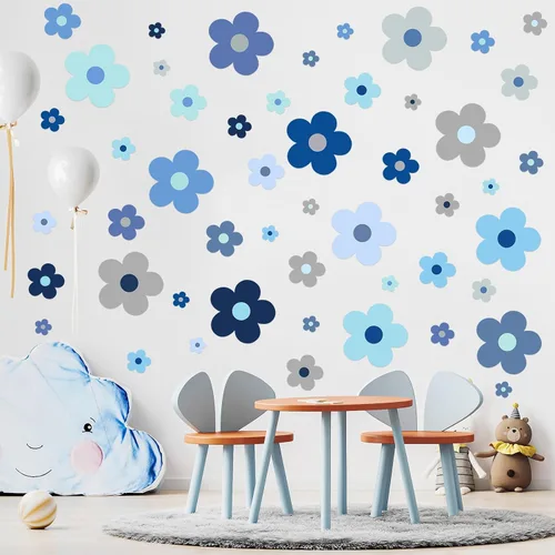 Miniatura 4 de TaoBary 288 piezas de calcomanías de pared Y2k con bonitas flores, coloridas calcomanías florales de pared de vinilo para despegar y pegar