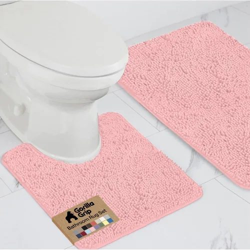 Miniatura 27 de GORILLA GRIP - Juegos de alfombras de baño, juego de 2 alfombras de chenilla suave, alfombra base para inodoro y alfombra de 30 x 20, alfombras Negro