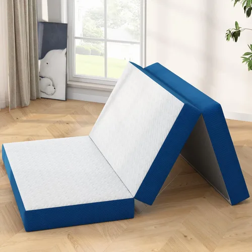 Miniatura 10 de Colchón de tres pliegues de 6 pulgadas, tamaño individual, cama de invitados portátil de espuma viscoelástica con gel refrescante certificado