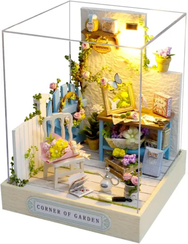 Miniatura 9 de OZJAY Kit de Casa de Muñecas en Miniatura DIY, Kit de Casa Pequeña con LED y Movimiento de Música, Kit de Casa de Muñecas de Madera DIY en Miniatura