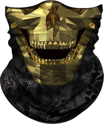 Miniatura 30 de Obacle Bandana máscara facial cuello polaina tubo máscara hombres mujeres para protección solar contra el polvo Bandera de calavera blanca y negra