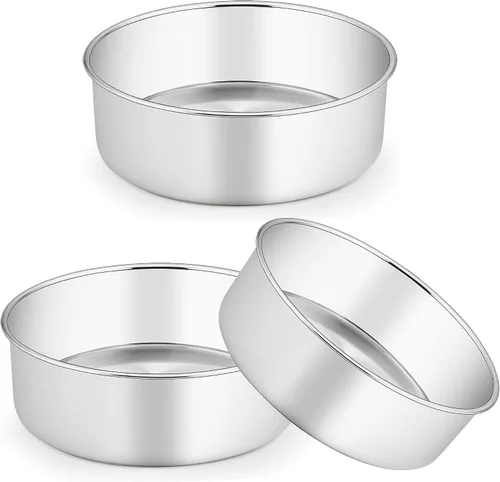 Miniatura 15 de TeamFar Molde para pasteles de 6 pulgadas, molde redondo profundo de acero inoxidable para hornear pasteles para bodas, fiestas de cumpleaños,