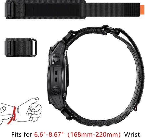 Miniatura 7 de Abanen Correas de reloj tácticas de nailon para Garmin Fenix 8 de 2.008 in, Enduro 2, Instinct 3 de 1.97 pulgadas, epix Pro de 2.008 in, correa