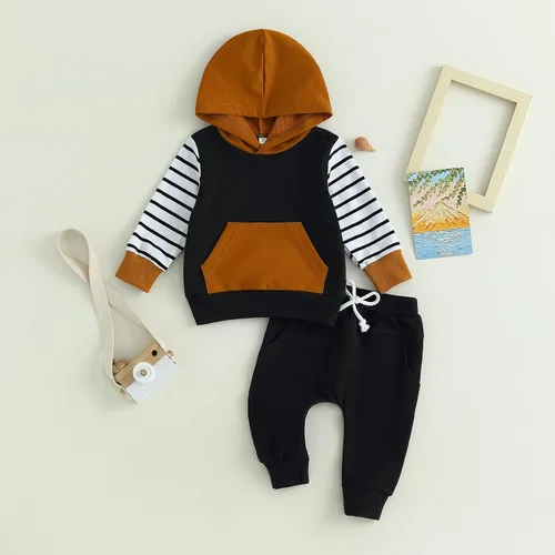 Miniatura 3 de Hoanselay Conjunto de sudadera de manga larga con capucha y pantalones de otoño e invierno para bebé niño