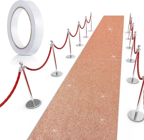 Miniatura 9 de Tatuo Alfombra de pasillo de 2.46 x 30 pies, grosor de 55 GSM con cinta para alfombra para baile de graduación, boda, exterior, interior, pasillo